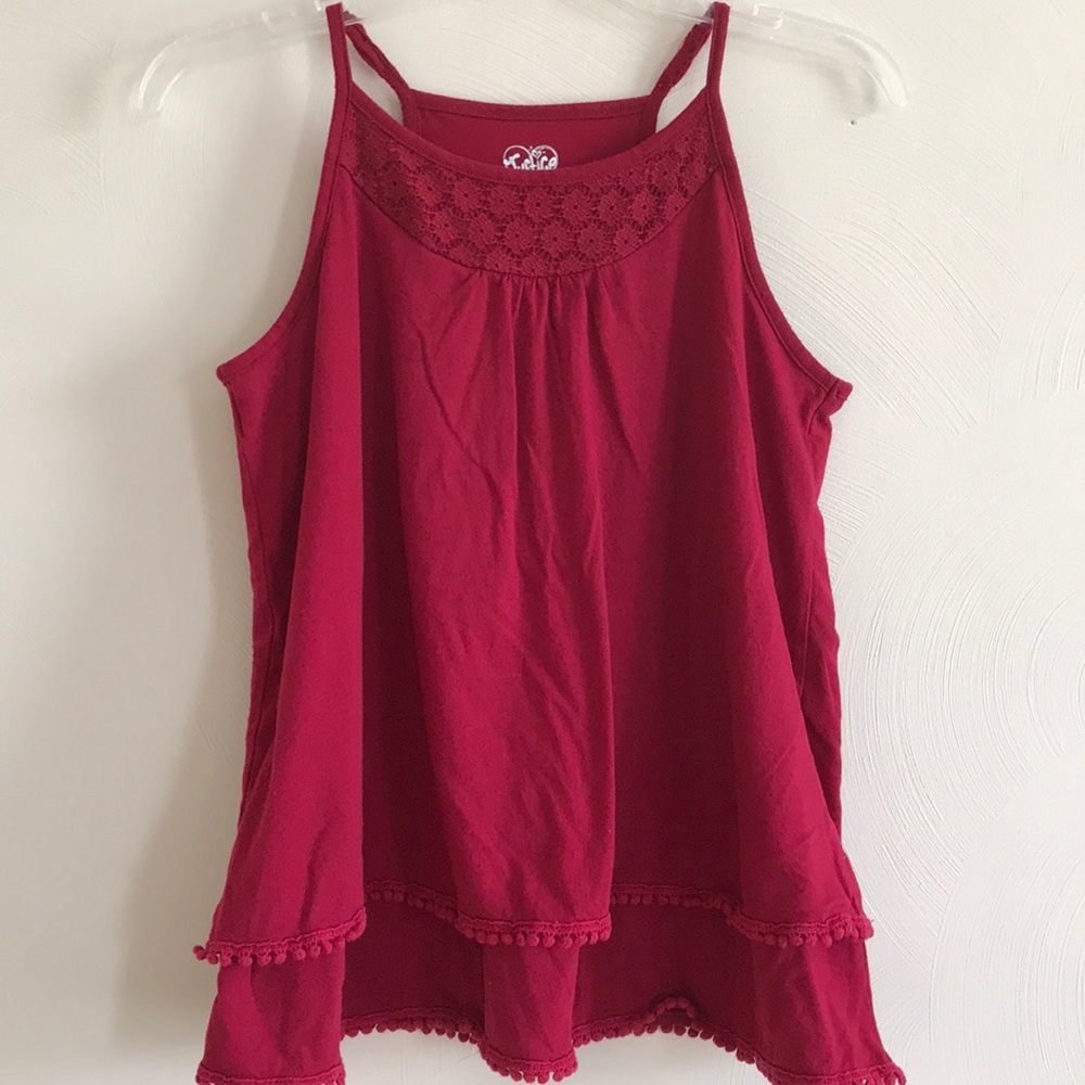 JUSTICE girls swing tank. Tiered/ Pom Pom trim